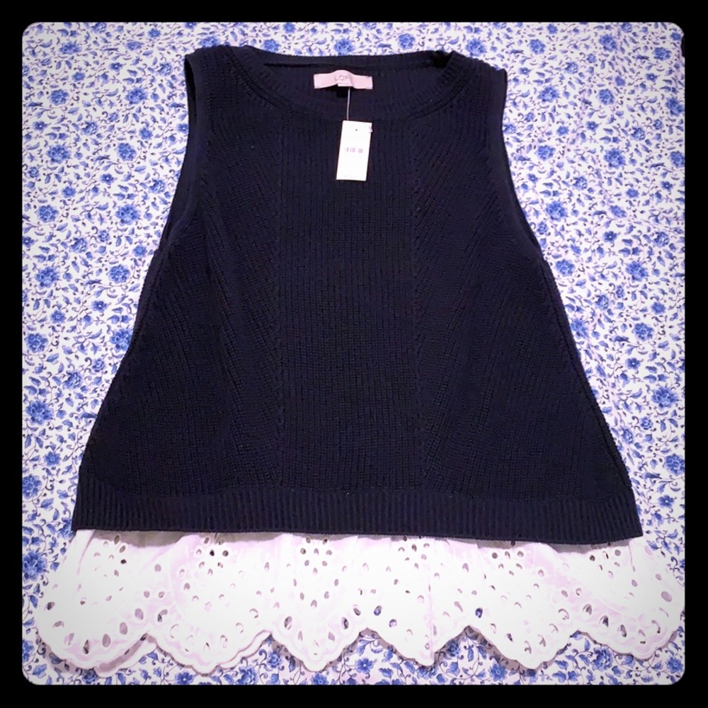 Brand new never before worn Loft navy knit top